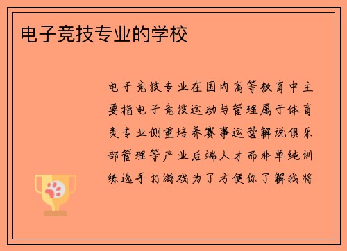 电子竞技专业的学校